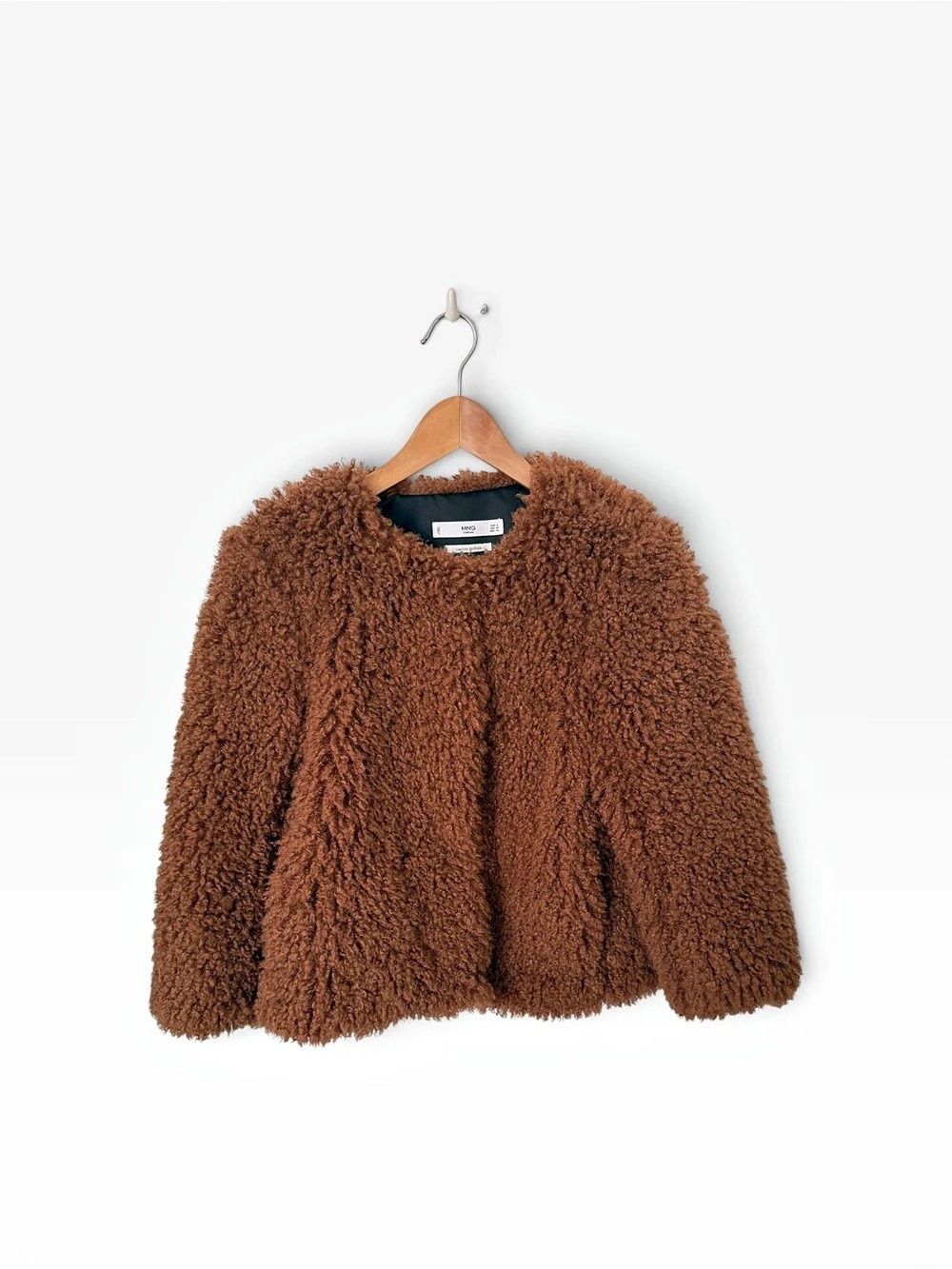 Mango MNG Casual Limited Edition Teddy Jacket Brown Medium
